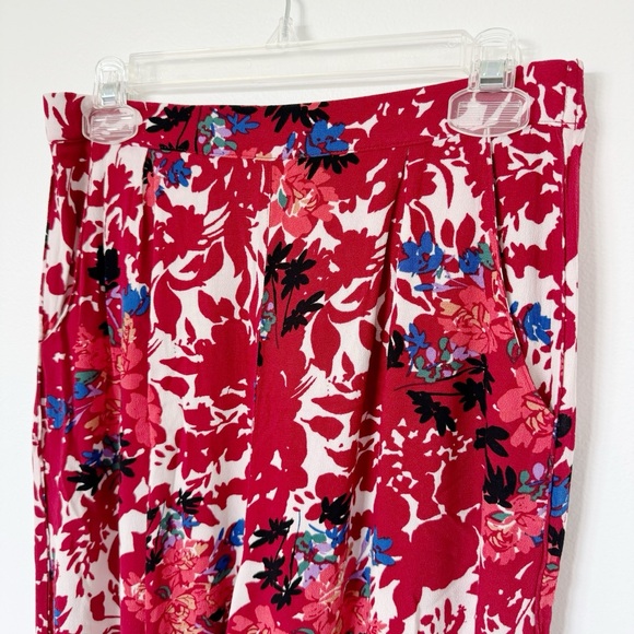 Free People Laye Night Red Floral Print Wide Leg Pants Size Small - Picture 4 of 6